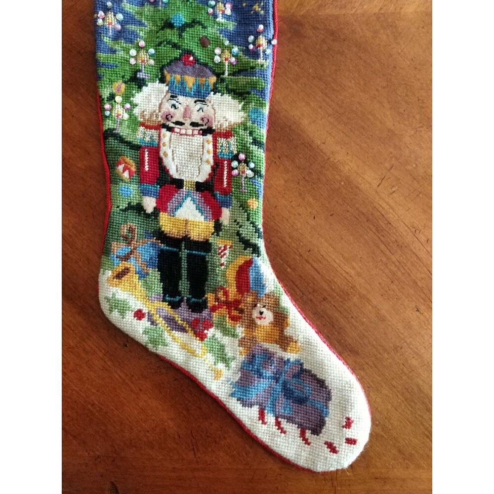 SFERRA Fitz And Floyd Needlepoint Christmas Stocking Nutcracker Sweets Vintage